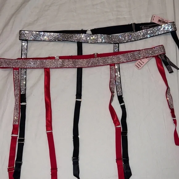 Bling Garter Belts Red and Black  (Victoria Secret) - Picture 6 of 6